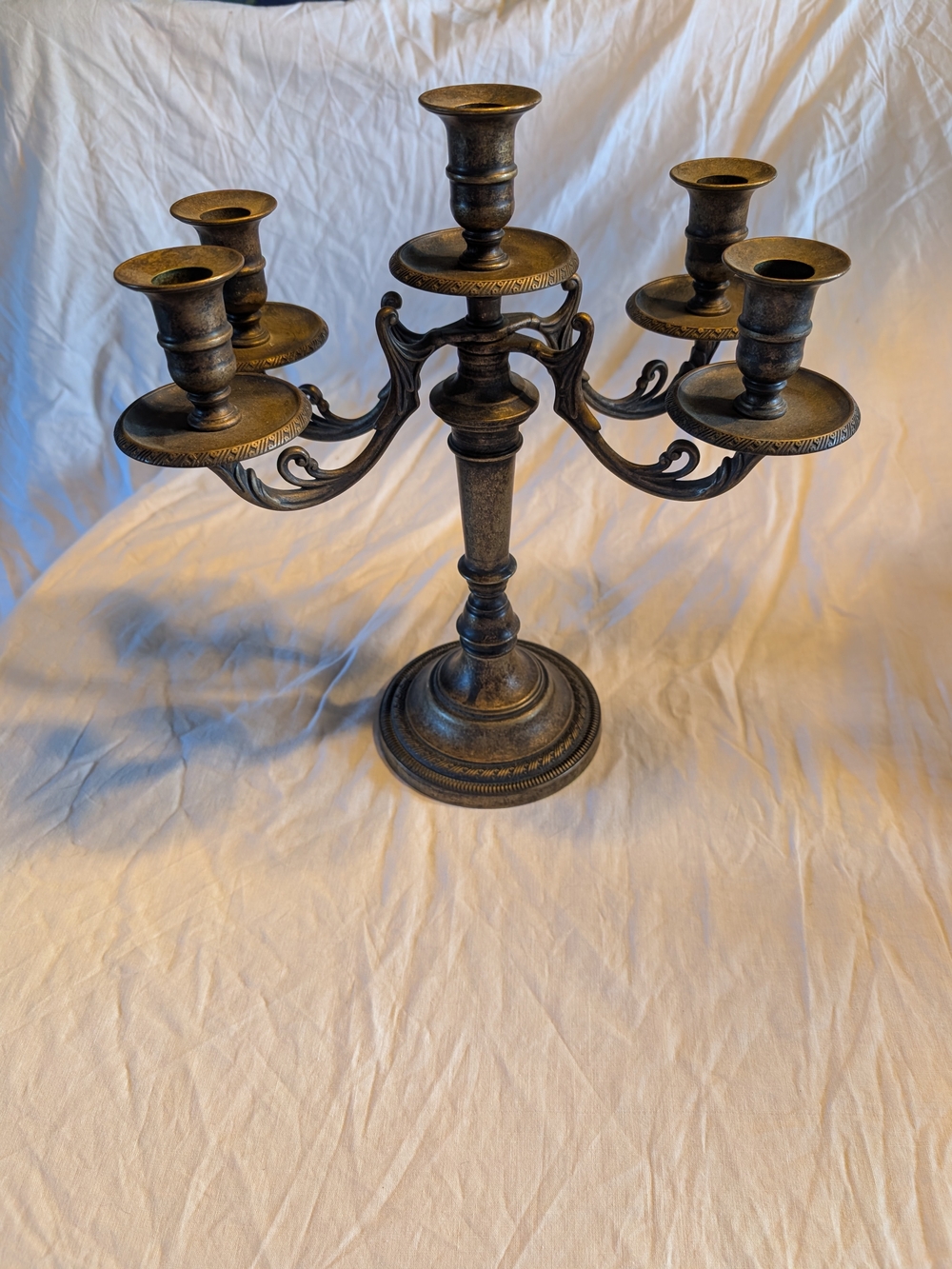 2/140$ Vintage Brass-Tone Five-Arm Candelabra